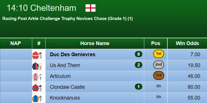 Arkle 2019 Result