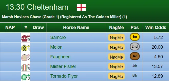 Marsh Novices Chase Result 2020