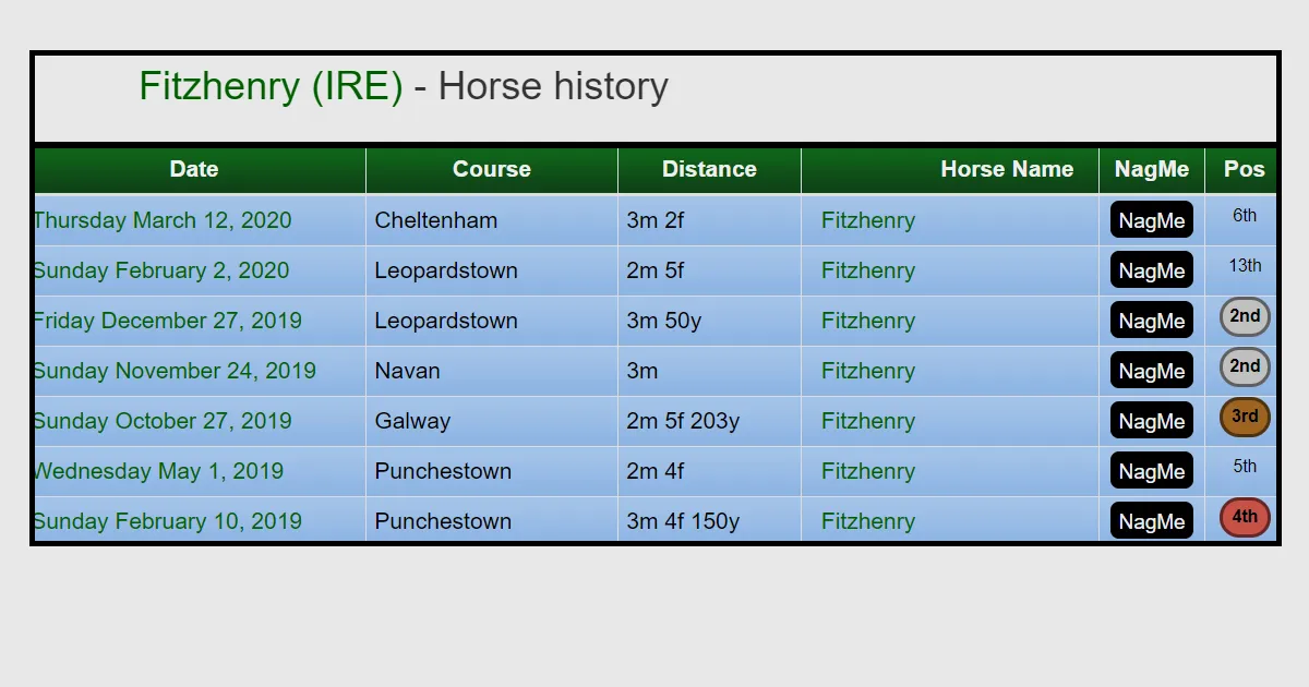 Fitzhenry - Irish National winner?