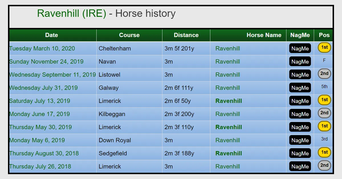 Ravenhill - Irish National winner?