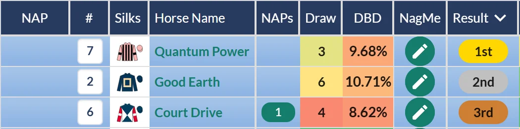 Newmarket result on RatingTheRaces: Good Earth second behind Quantum Power