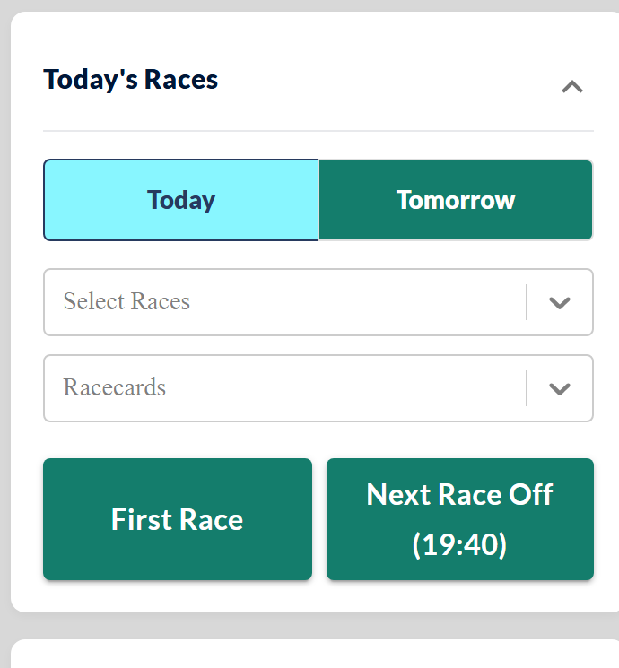 The Today's Races panel on the dashboard