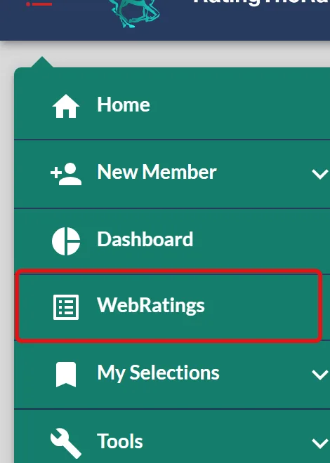 WebRatings in the main menu